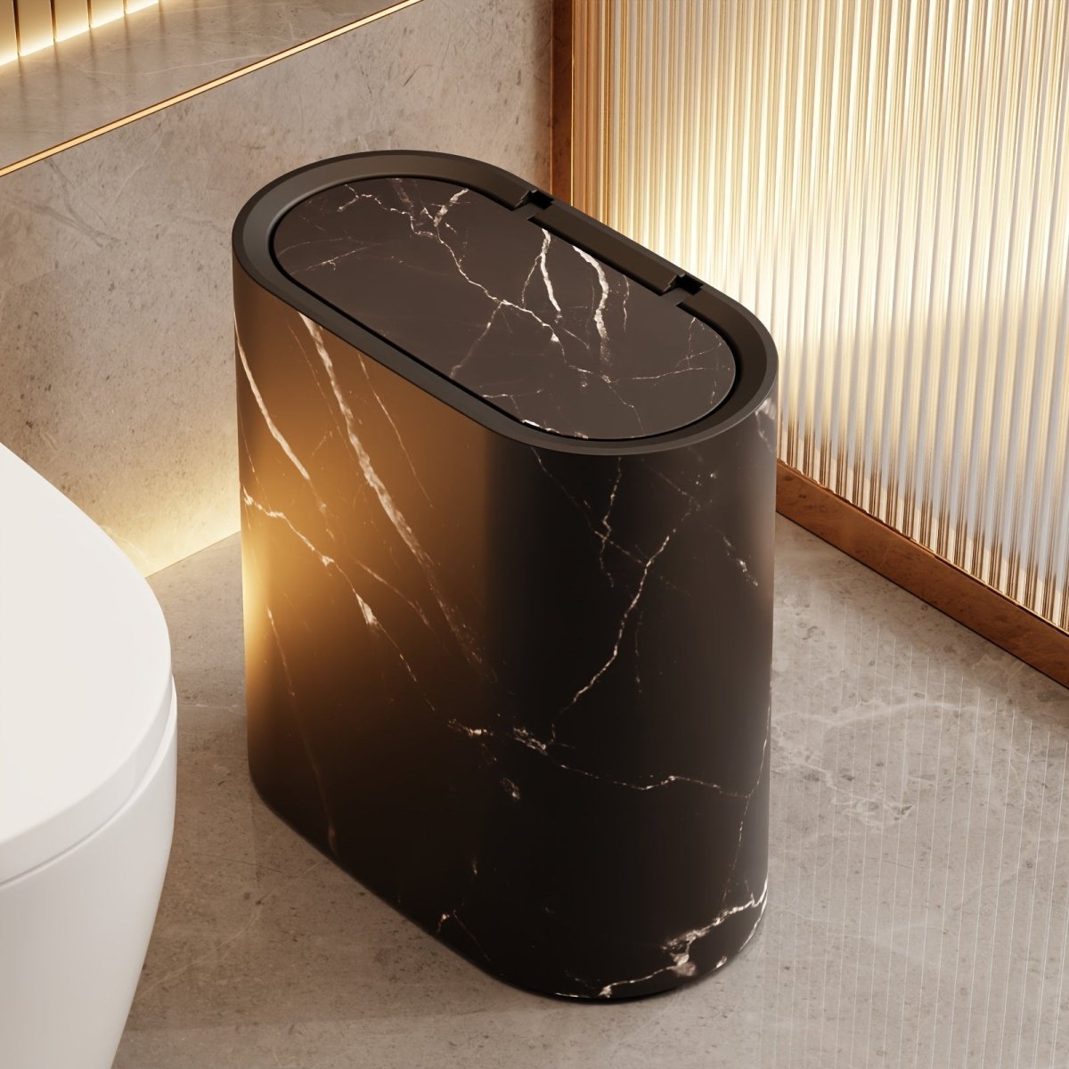 LIVELUX Cestino per Rifiuti in Marmo Forma Ovale per Bagno e Cucina