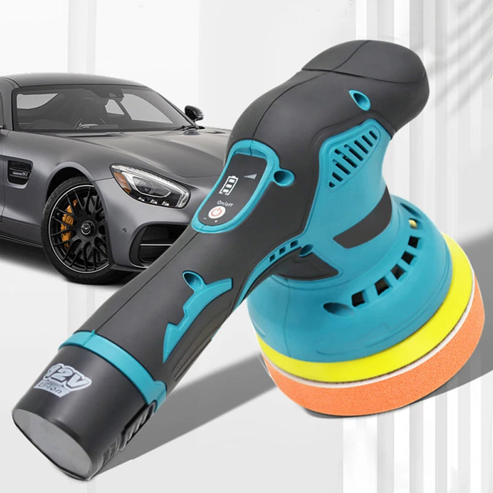 Lucidatrice per auto cordless con doppia azione e trasmissione orbitale, 8 velocità, batteria 12V