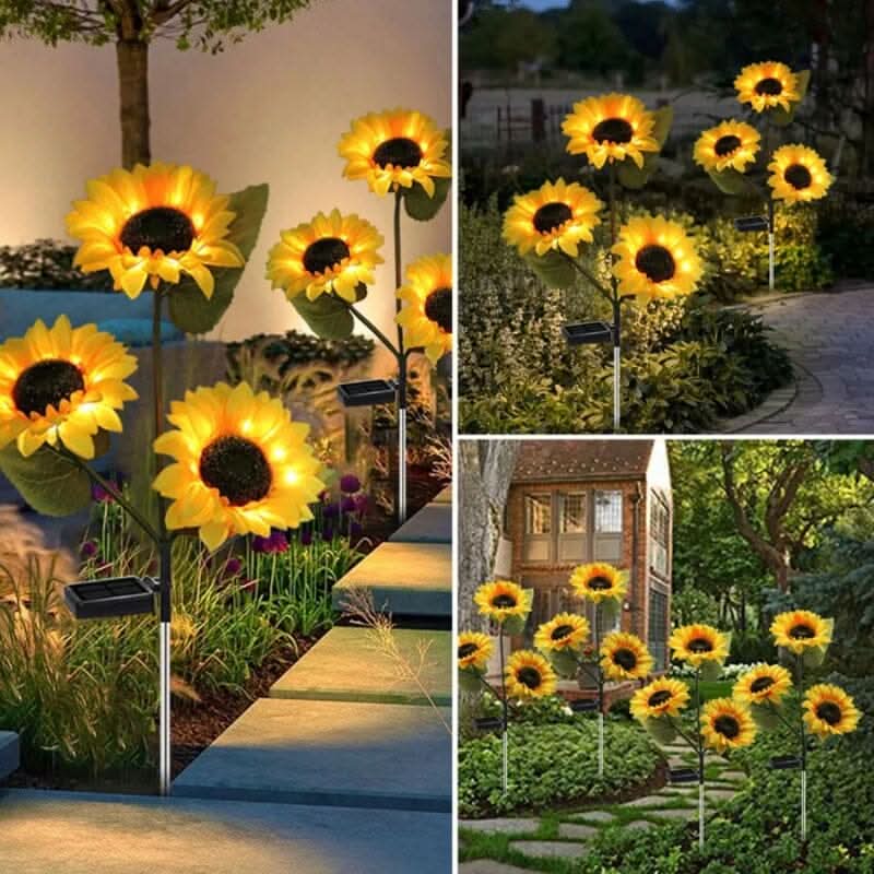 Waterdichte zonne-energie lamp met zonnebloemdesign voor tuin en buitenruimtes met automatische verlichting