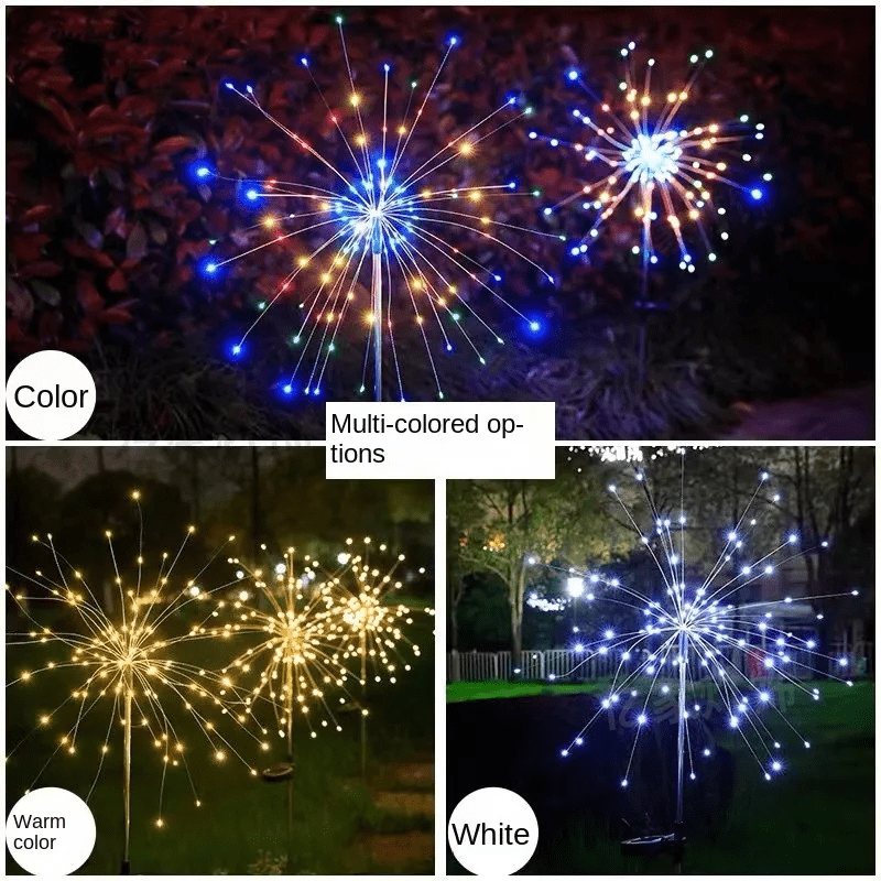 Solární zahradní lampa s ohňostrojovými světly, venkovní, IP65, LED atmosféra pro milovníky zahrad