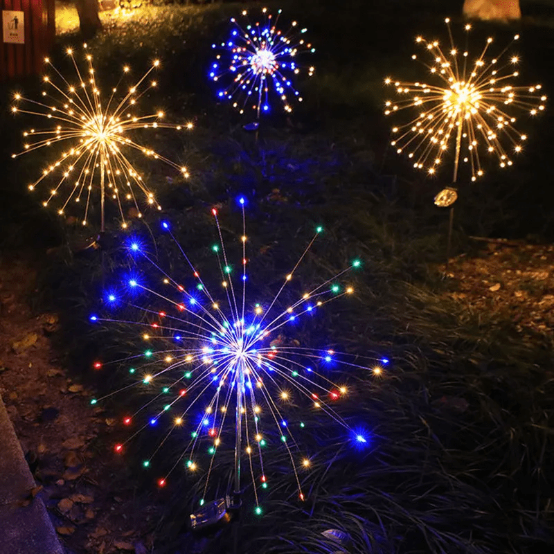 Solární zahradní lampa s ohňostrojovými světly, venkovní, IP65, LED atmosféra pro milovníky zahrad