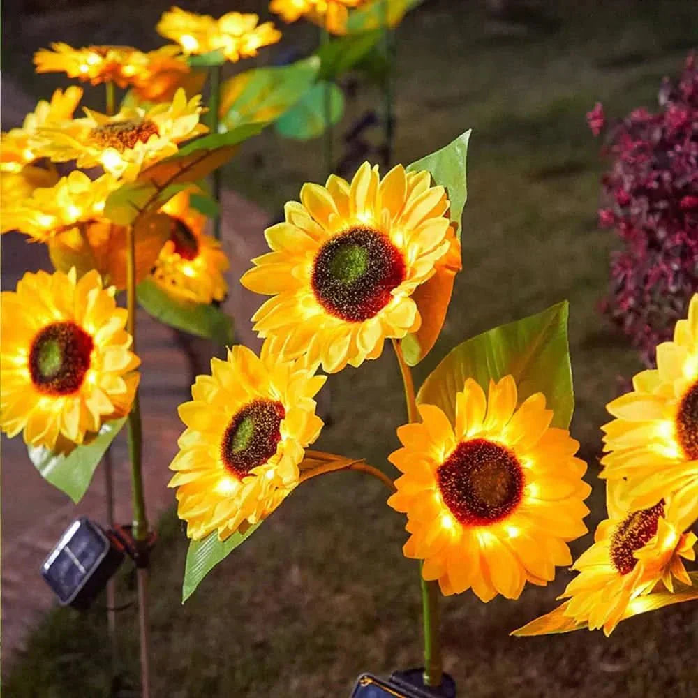 Waterdichte zonne-energie lamp met zonnebloemdesign voor tuin en buitenruimtes met automatische verlichting