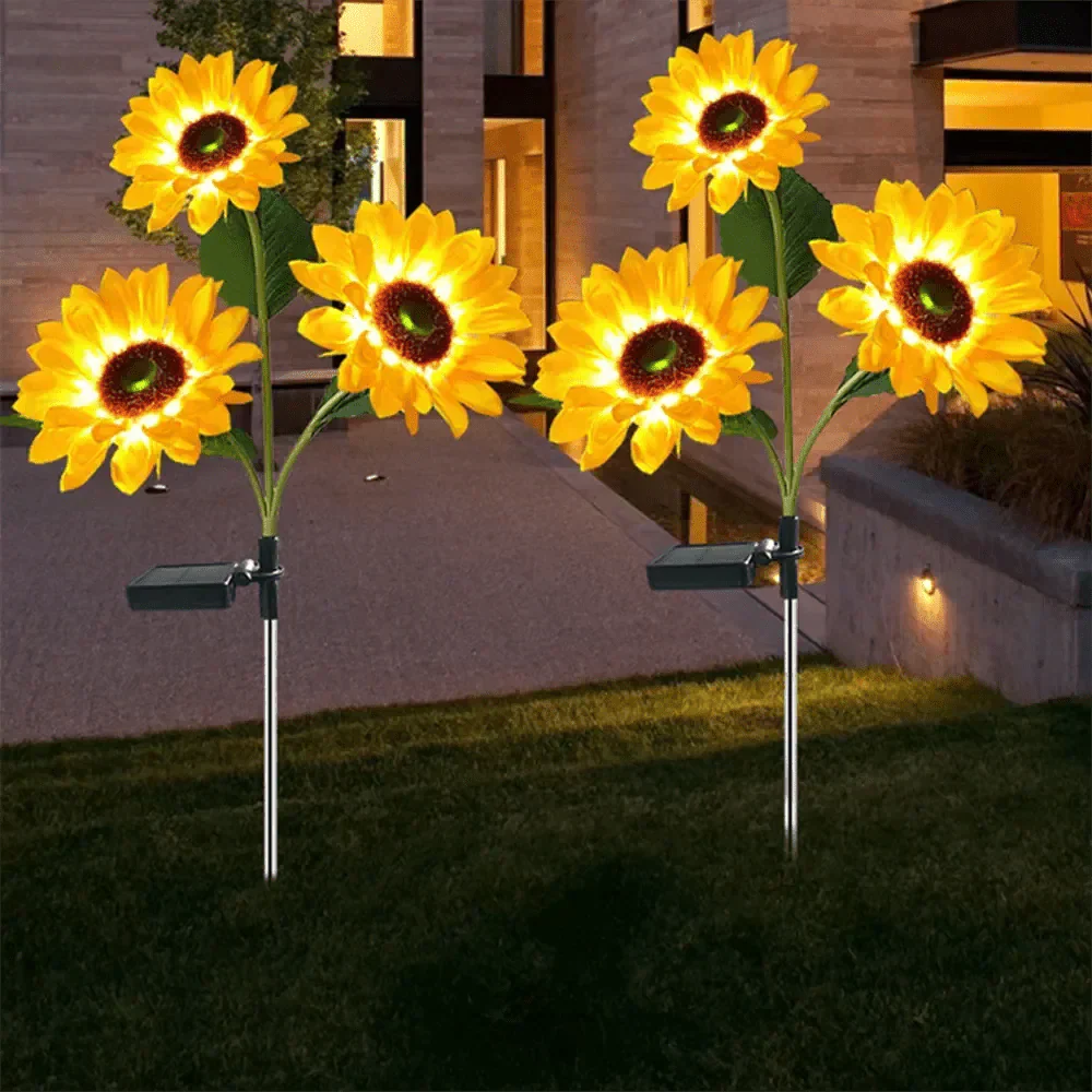 Waterdichte zonne-energie lamp met zonnebloemdesign voor tuin en buitenruimtes met automatische verlichting