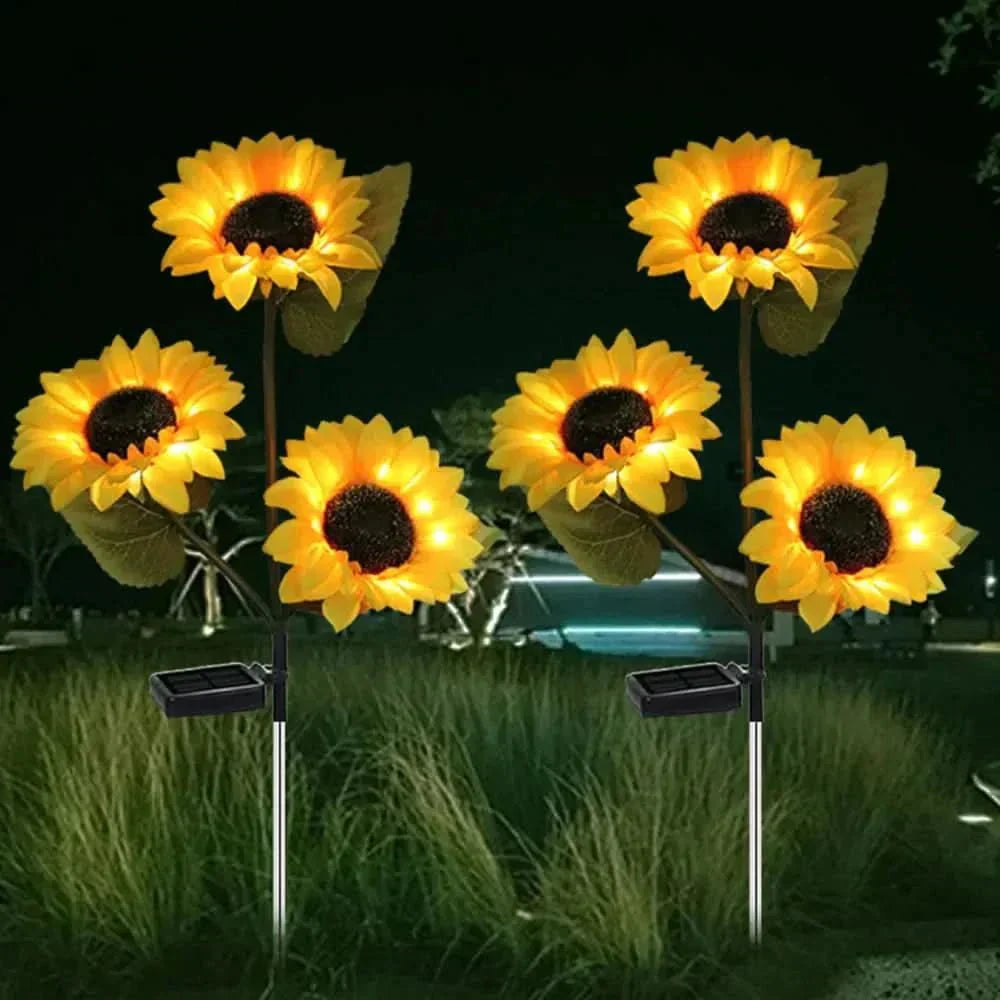 Waterdichte zonne-energie lamp met zonnebloemdesign voor tuin en buitenruimtes met automatische verlichting