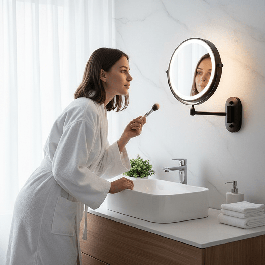 Miroir grossissant rechargeable LUMIVIEW, commande tactile