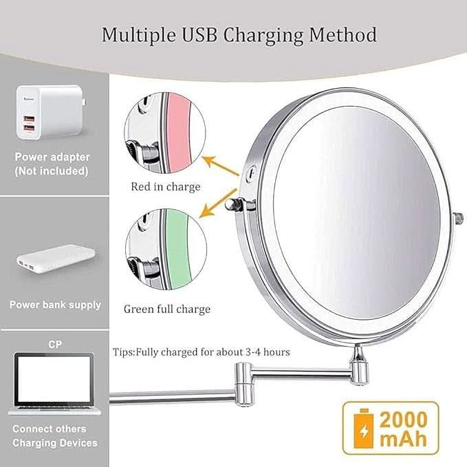 Miroir grossissant rechargeable LUMIVIEW, commande tactile