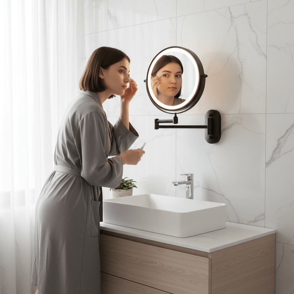 Miroir grossissant rechargeable LUMIVIEW, commande tactile