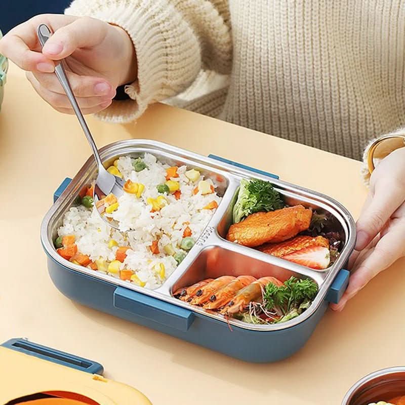 LUNCHMATE Stainless Steel Meal Box With Three Compartments For Fresh, Organized Meals
