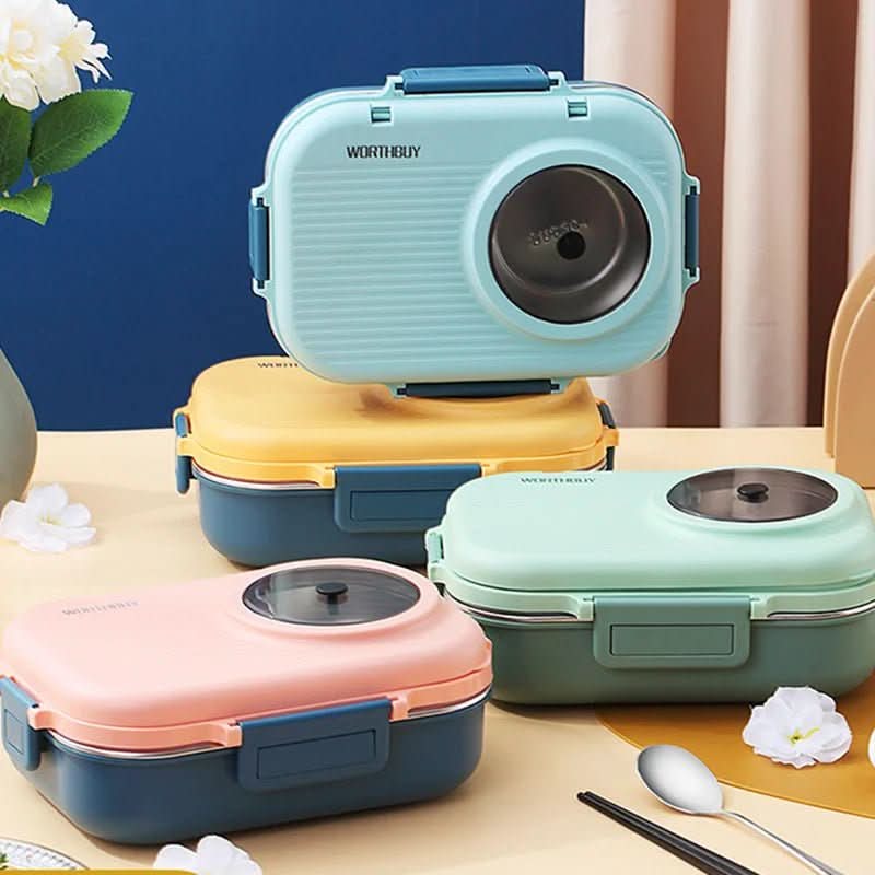LUNCHMATE Stainless Steel Meal Box With Three Compartments For Fresh, Organized Meals
