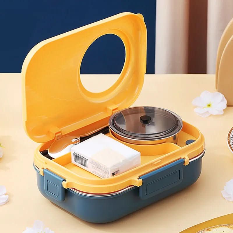 LUNCHMATE Stainless Steel Meal Box With Three Compartments For Fresh, Organized Meals