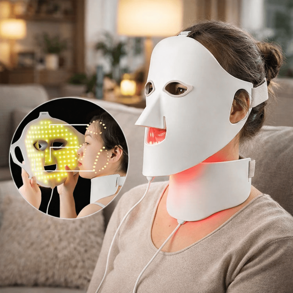 Mască LED LUXDERMA pentru Rejuvenarea Tenului și Uniformizarea Culorii Acasă
