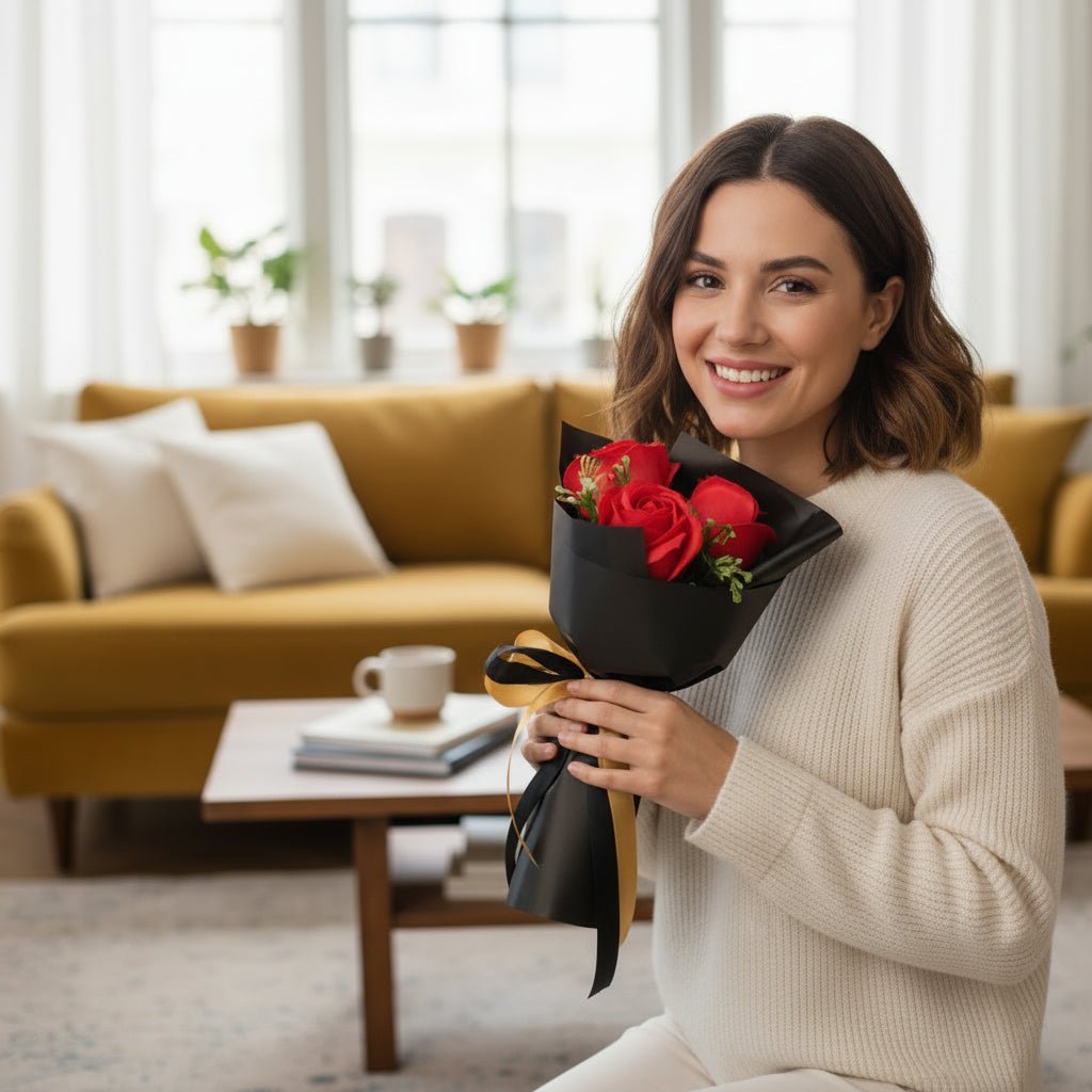 LUXSOAP Růžové mýdlové květinové kytice pro romantickou dekoraci