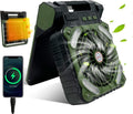 Solární ventilátor na kempování s LED osvětlením a powerbankou, čtyři rychlosti