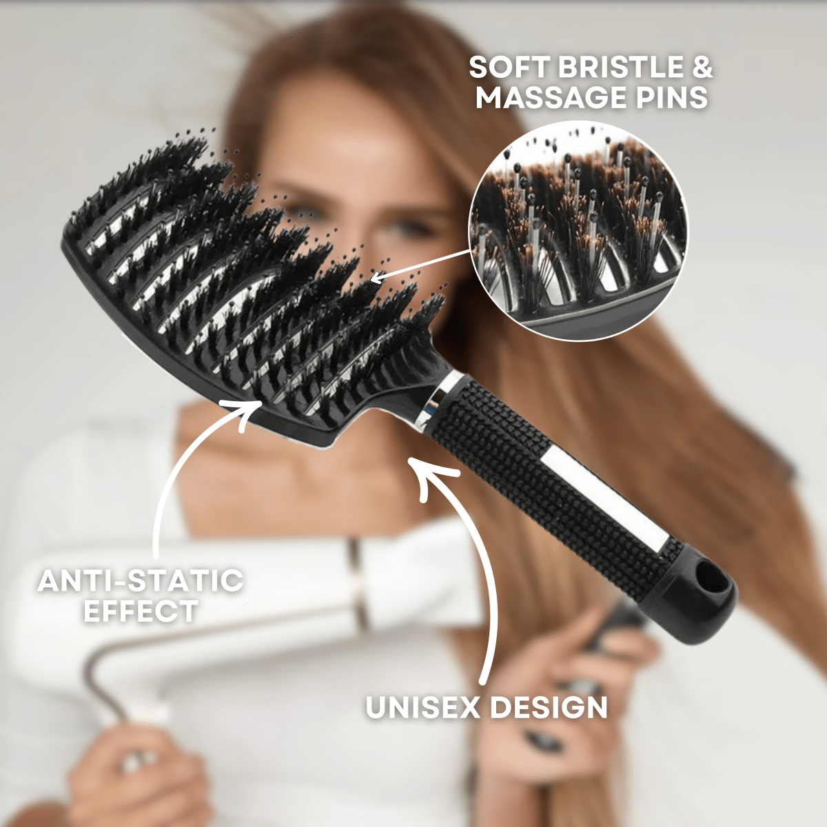 GLIMBRUSH Painless Detangling Hair Brush for Smooth, Shiny Hair
