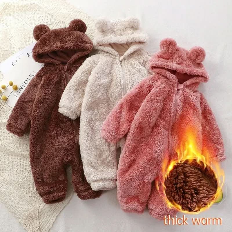 CuddleNest Baby Flannel Romper Warm Fluffy Winter Comfort For Babies