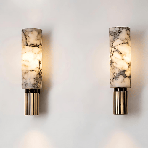 Astrae Verona Marble Copper Wall Light With LED Downward Shade | compagnien