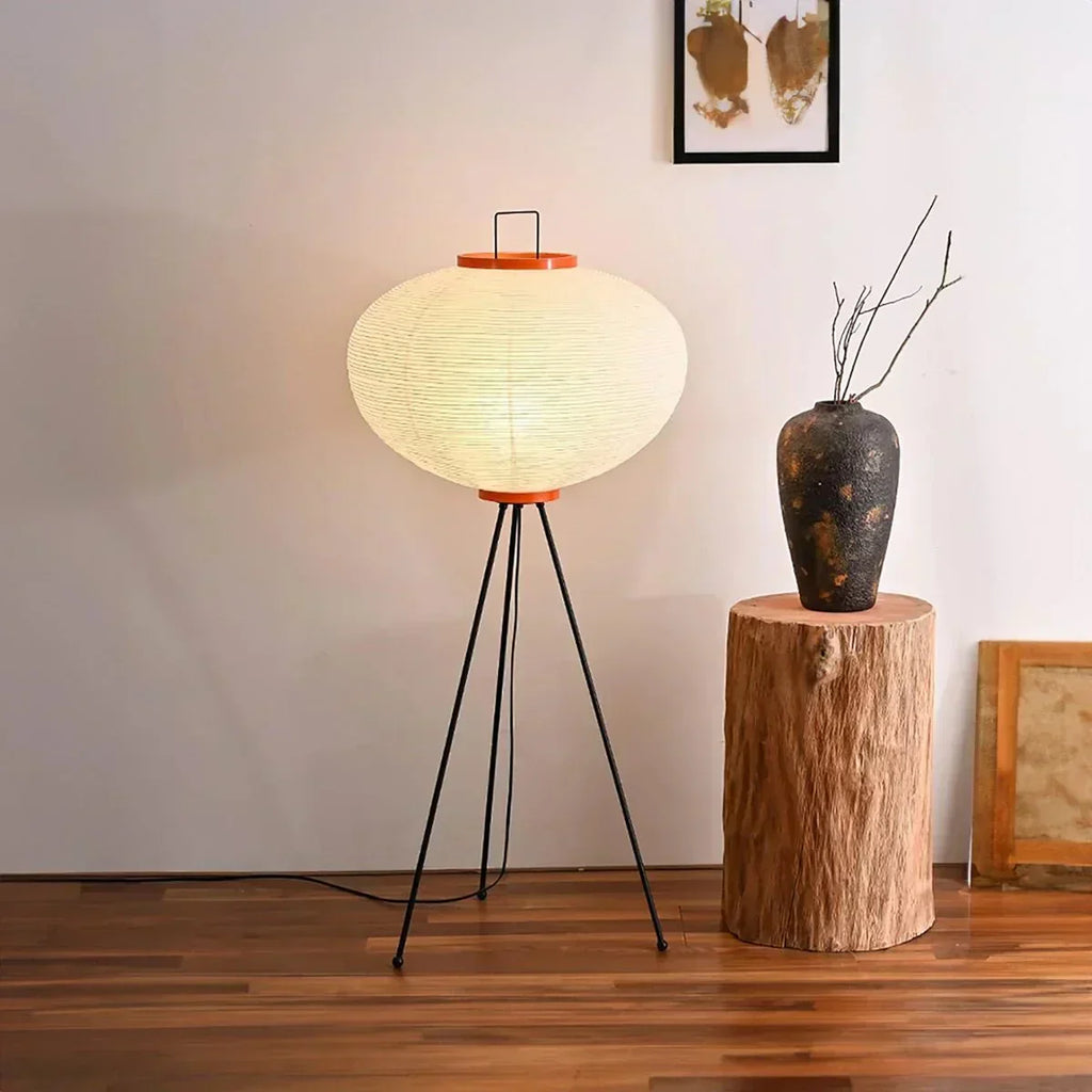 Lampe sur pied en papier de riz japonais minimaliste SoraLum, lumière d'ambiance