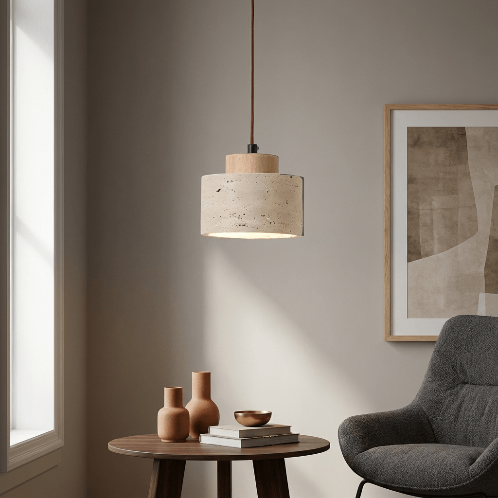 Elegáns függeszték természetes travertin kővel modern belső terekhez