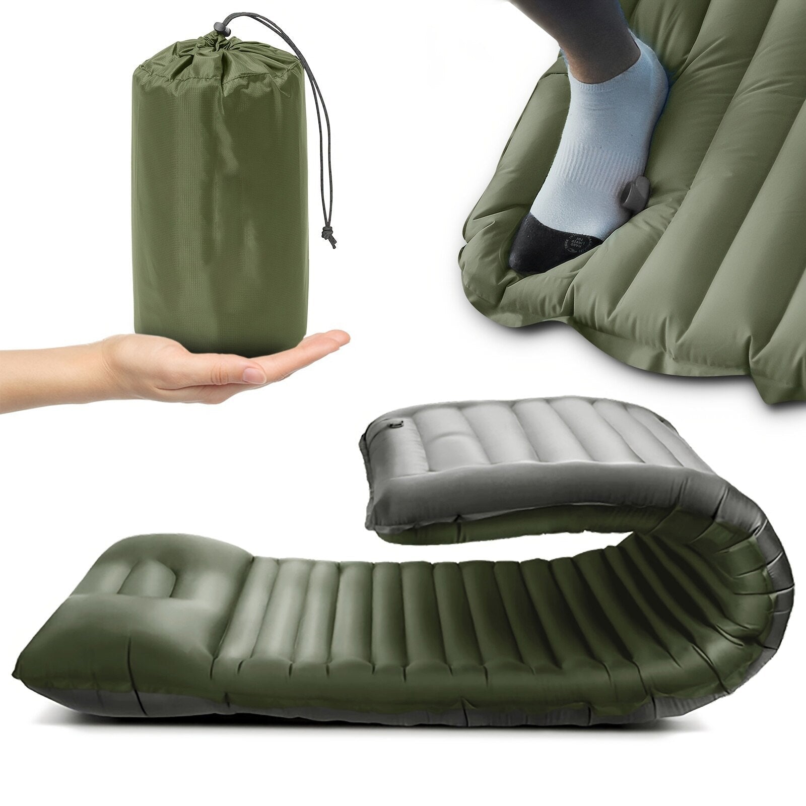 Compact Camping Air Mattress With Built In Foot Pump