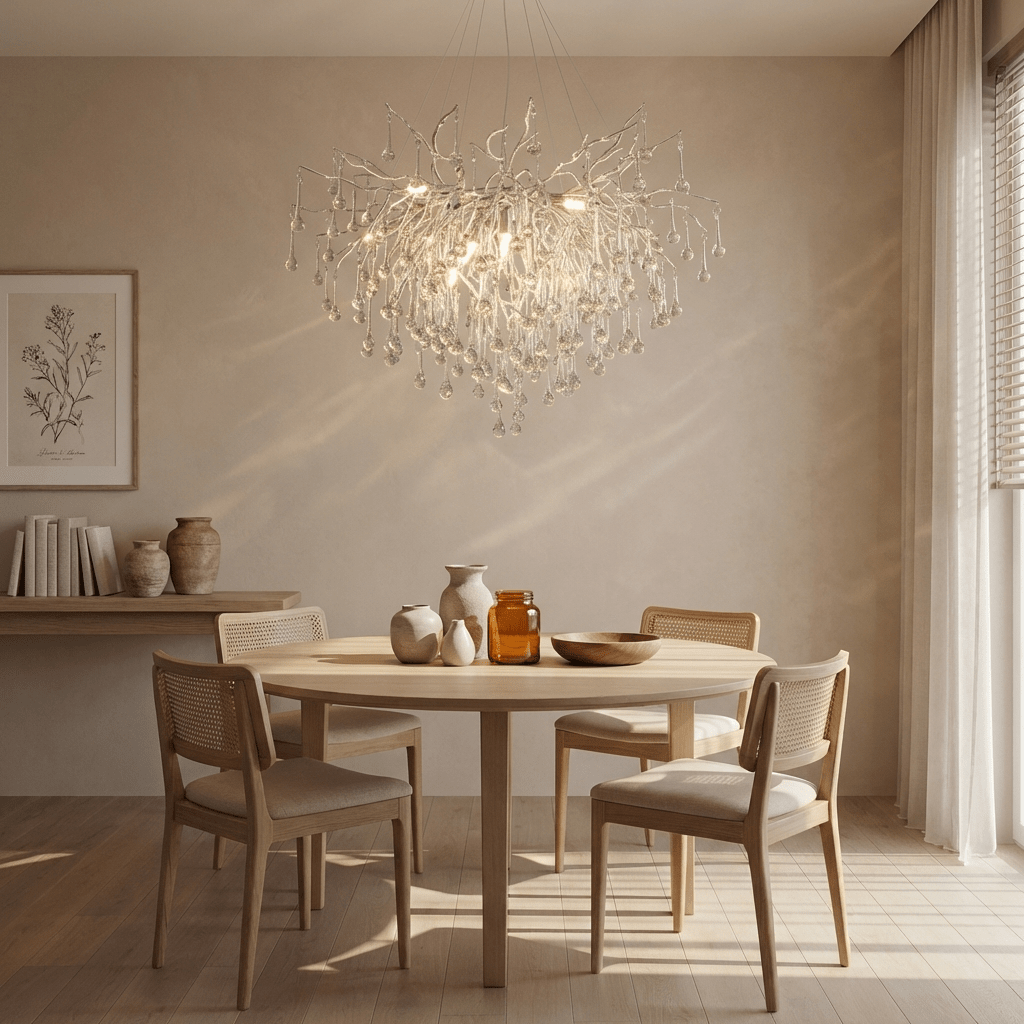 Lustre moderne en goutte de cristal avec luminaire de plafond LED G9