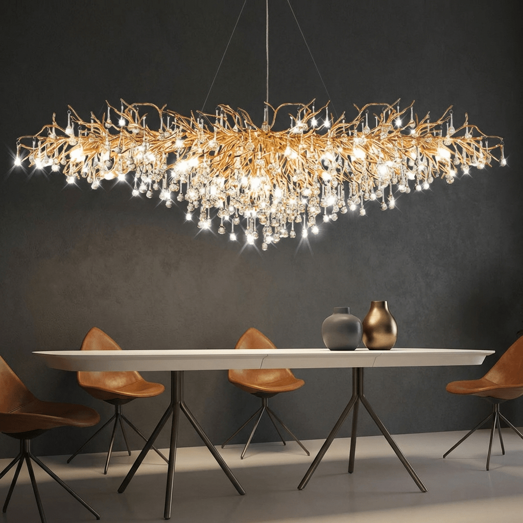 Lustre moderne en goutte de cristal avec luminaire de plafond LED G9