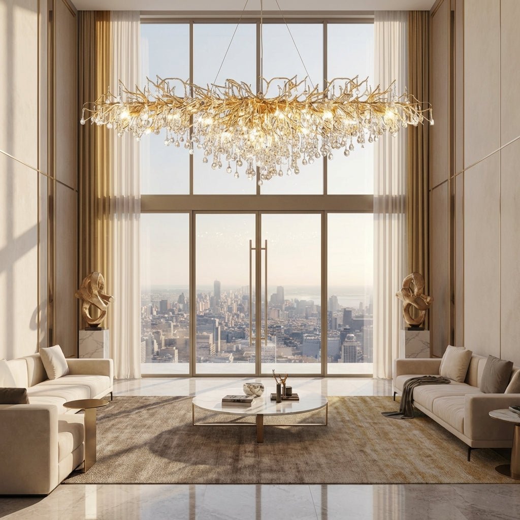 Lustre moderne en goutte de cristal avec luminaire de plafond LED G9