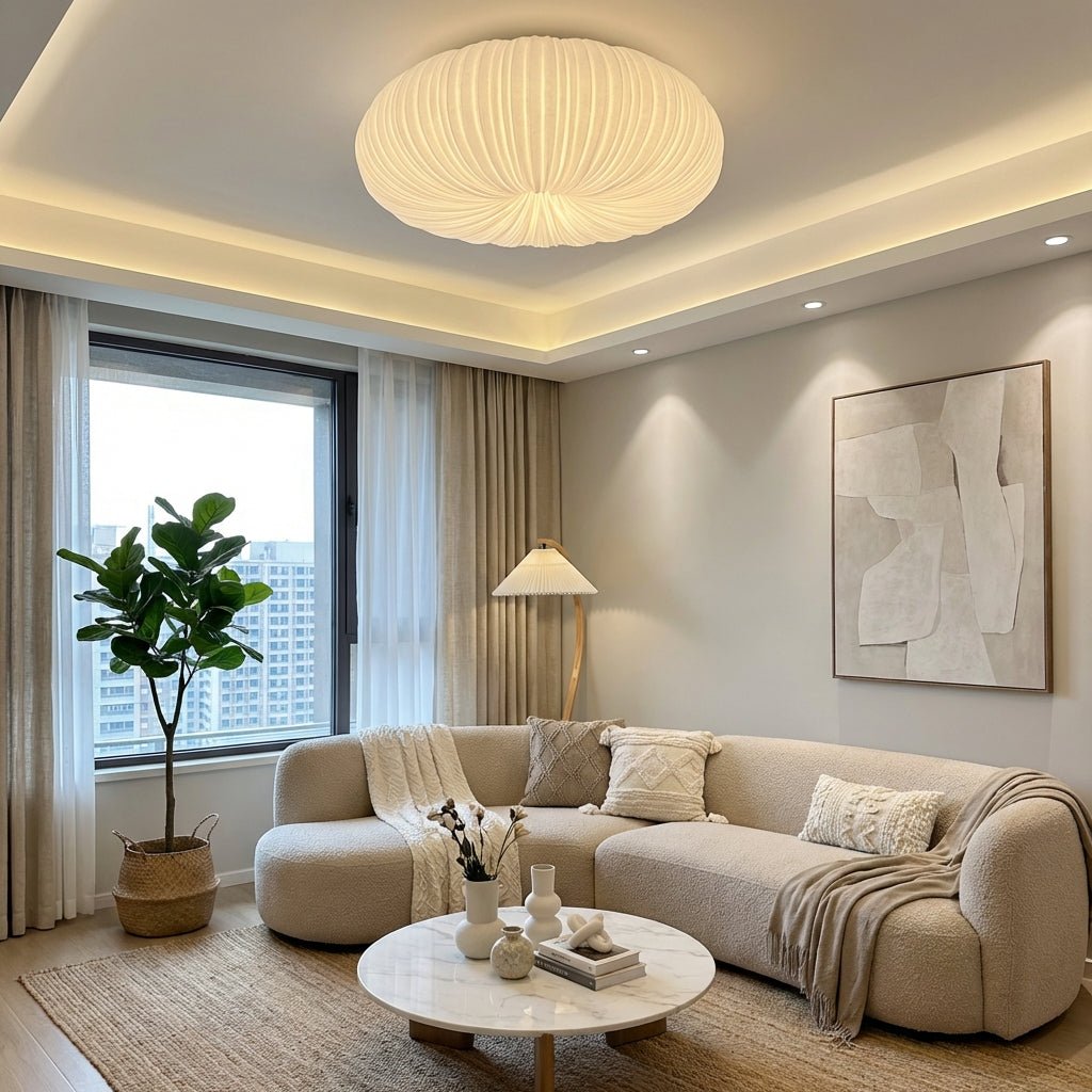 Moderne LED taklampe med fjernkontroll, innfelt metall- og akrylarmatur