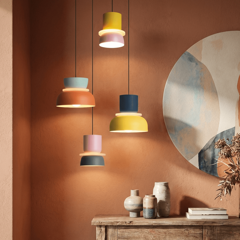 Moderne LED pendellampe fargerik skandinavisk hengelampe for kjøkkenøy