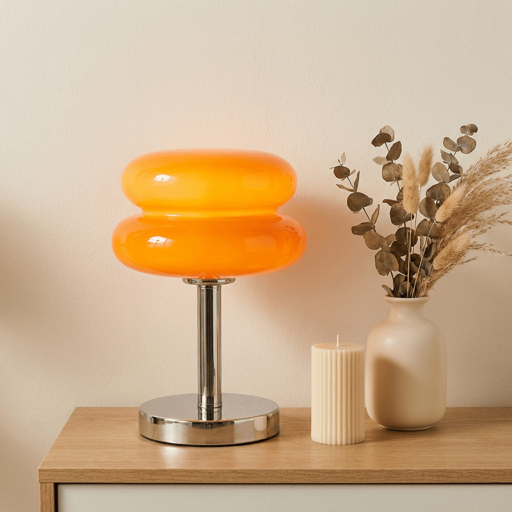 Aurora sopp bordlampe med trefarget dimming USB nattbordslampe ni nivåer