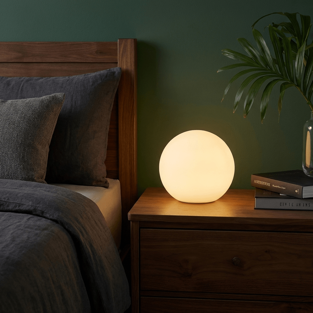 Luna bordlampe akryl kulelys varmt trefarget dimming skrivebord nattbordslampe