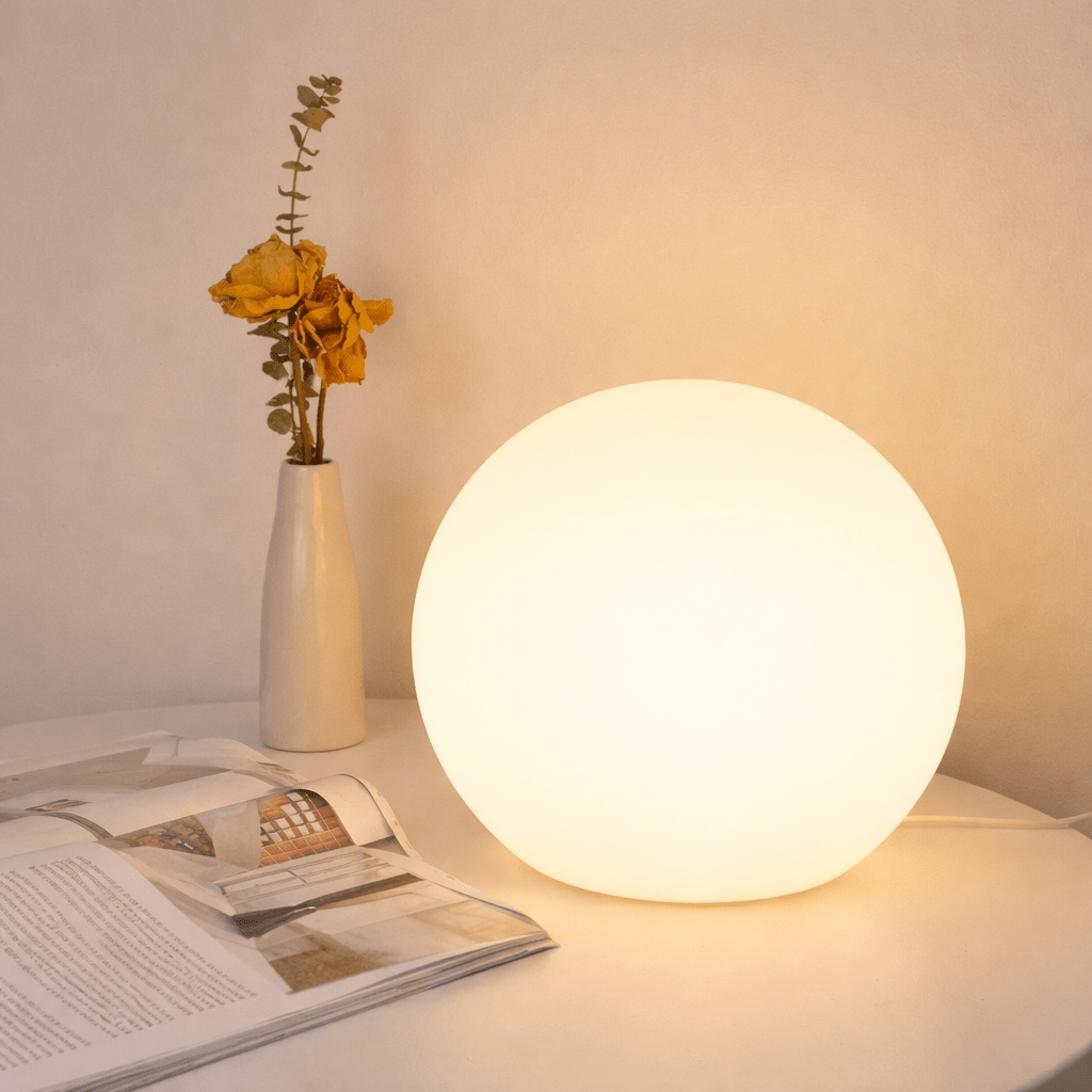 Luna bordlampe akryl kulelys varmt trefarget dimming skrivebord nattbordslampe
