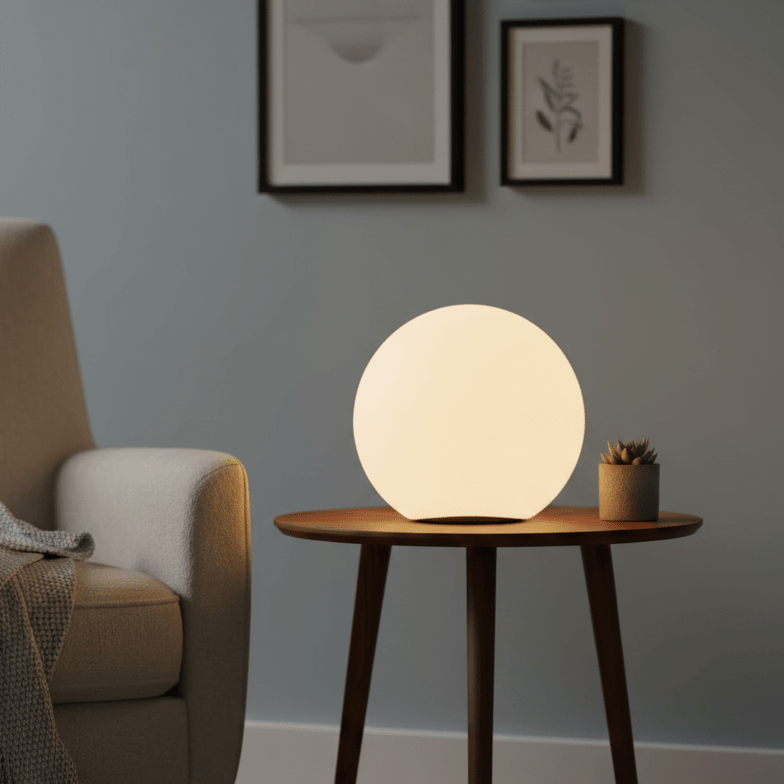 Luna bordlampe akryl kulelys varmt trefarget dimming skrivebord nattbordslampe