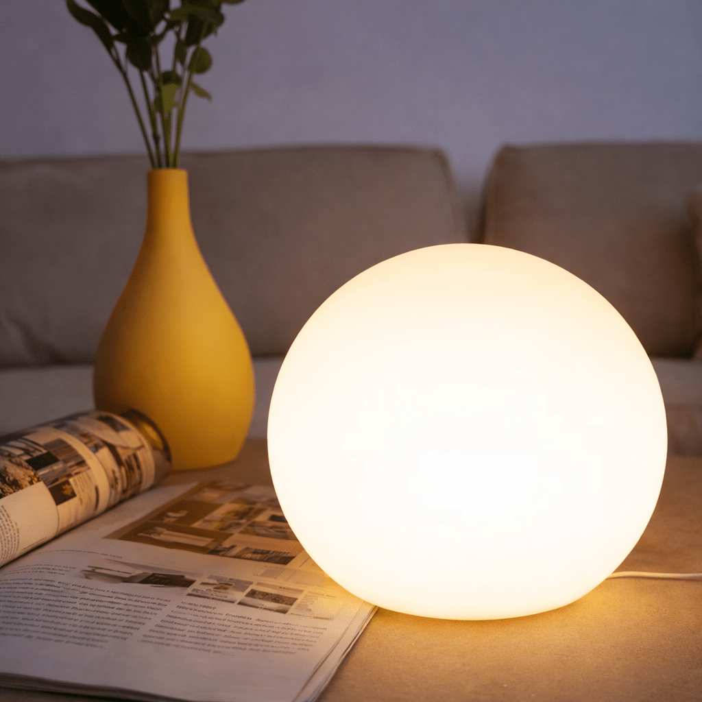 Luna bordlampe akryl kulelys varmt trefarget dimming skrivebord nattbordslampe