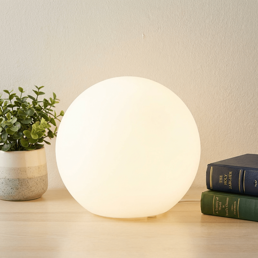 Luna bordlampe akryl kulelys varmt trefarget dimming skrivebord nattbordslampe