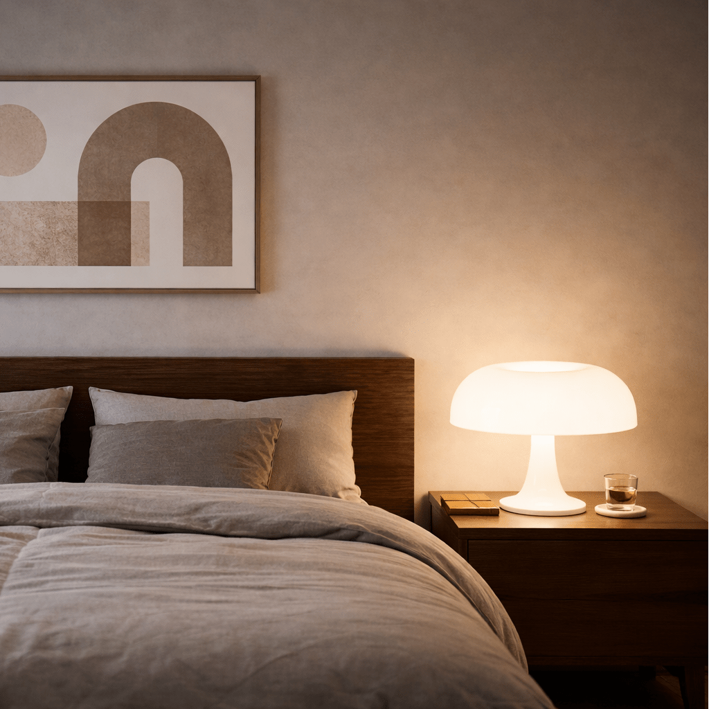 Aurora sopp ABS nattbordslampe i Bauhaus-stil USB C dimming skrivebordslampe