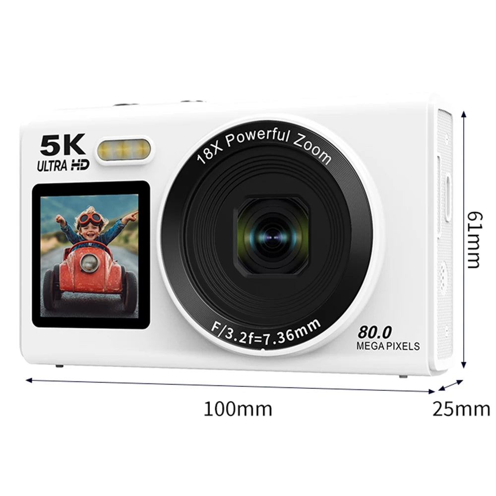 ClikVis dvouobrazovkový fotoaparát s 5K videem, 80MP fotografiemi a 18× zoomem