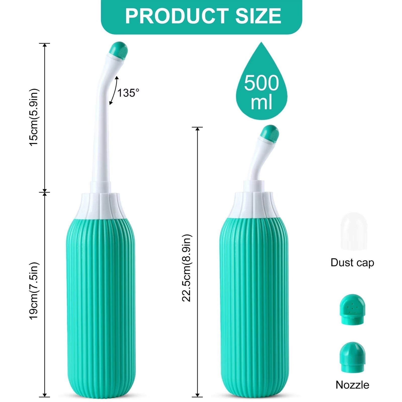 Reisebidet med 500 ml kapasitet og dobbel dyse