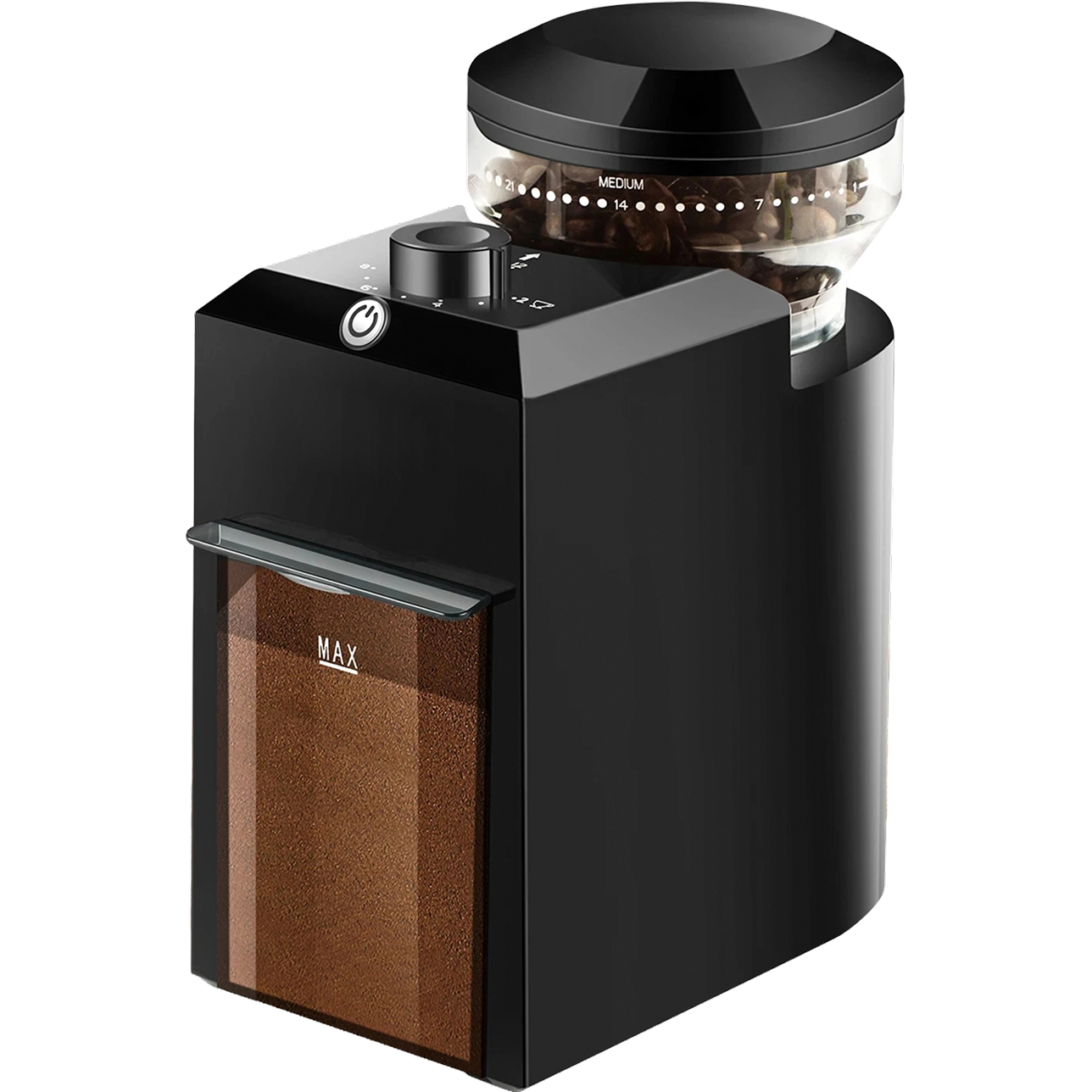 Mlýnek na kávu s 28 nastaveními mletí a plochými kameny pro espresso a french press