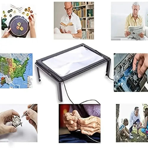 Lupa de lectura LED plegable 3X con lente grande para páginas | compagnien