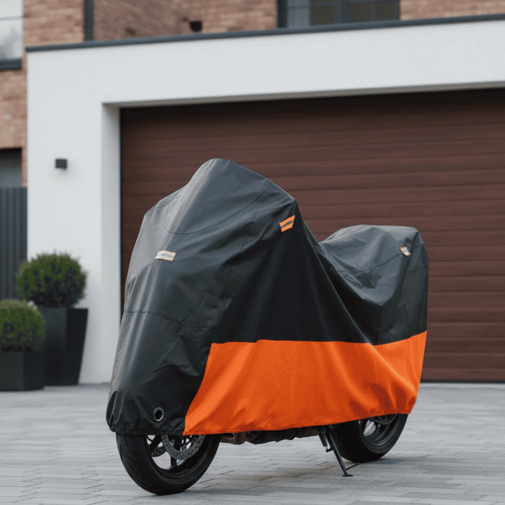 Water-Resistant Motorcycle Cover With UV Protection And Reflective Stripes