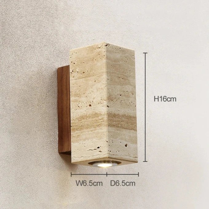 Solara Terra vegglampe travertin og tre varm hvit LED
