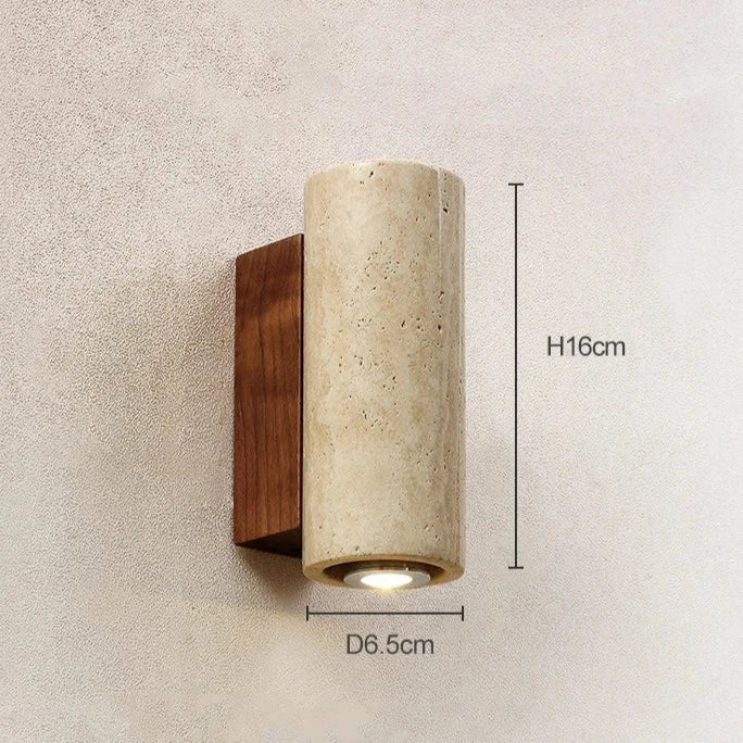 Solara Terra vegglampe travertin og tre varm hvit LED