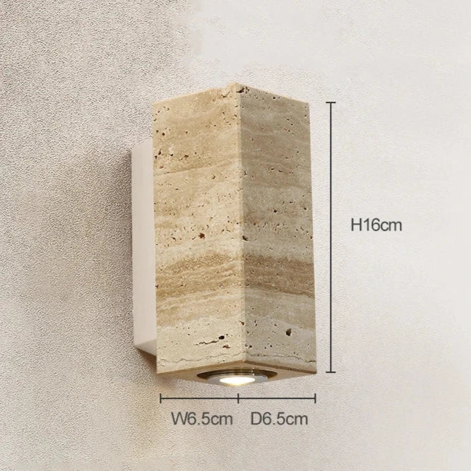 Solara Terra vegglampe travertin og tre varm hvit LED