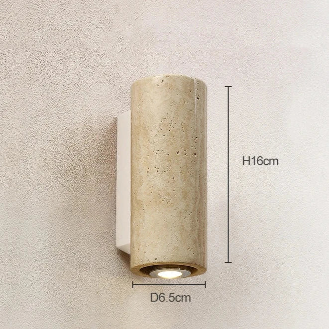 Solara Terra vegglampe travertin og tre varm hvit LED