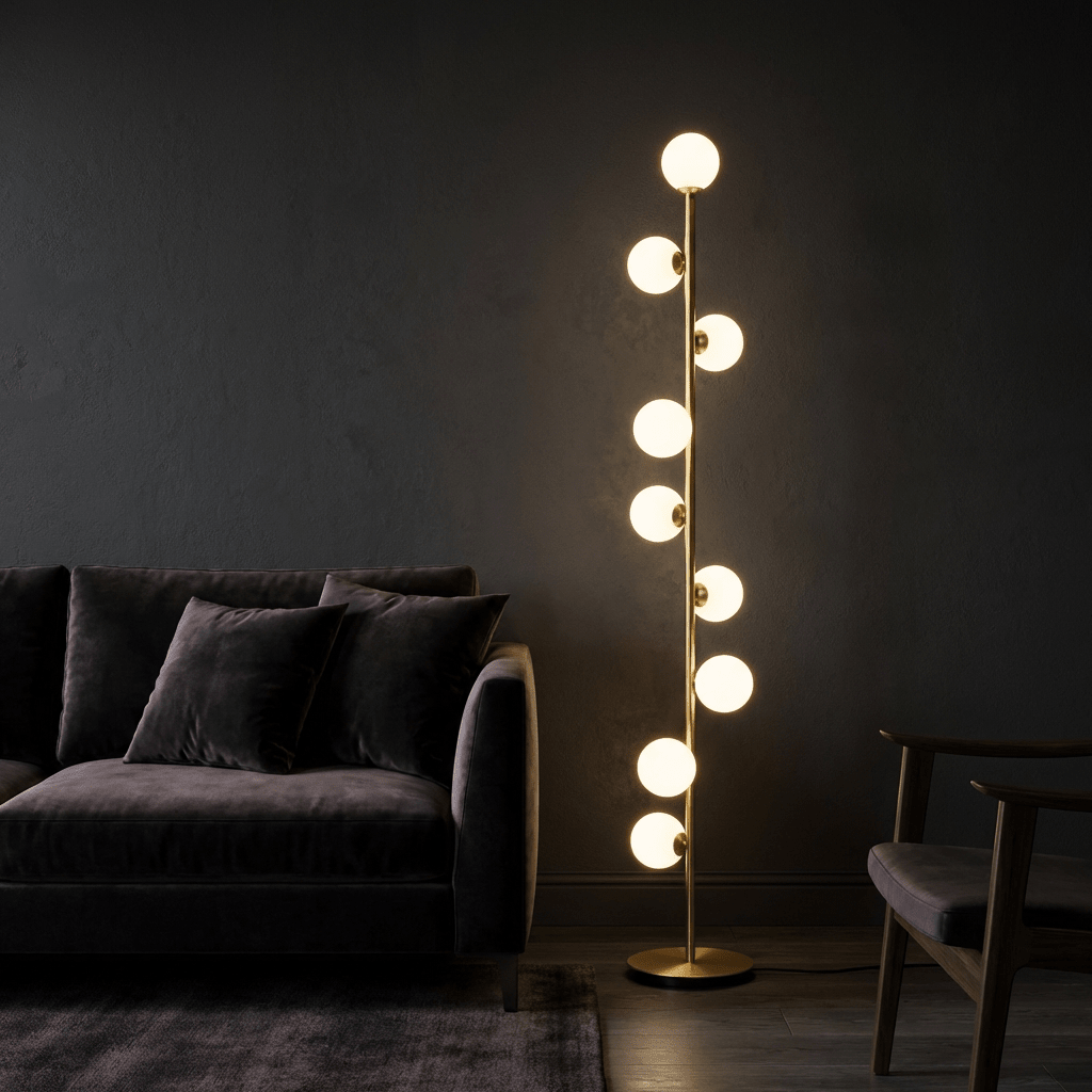 Arbor skleněná koule stojací lampa minimalistická LED více koulí