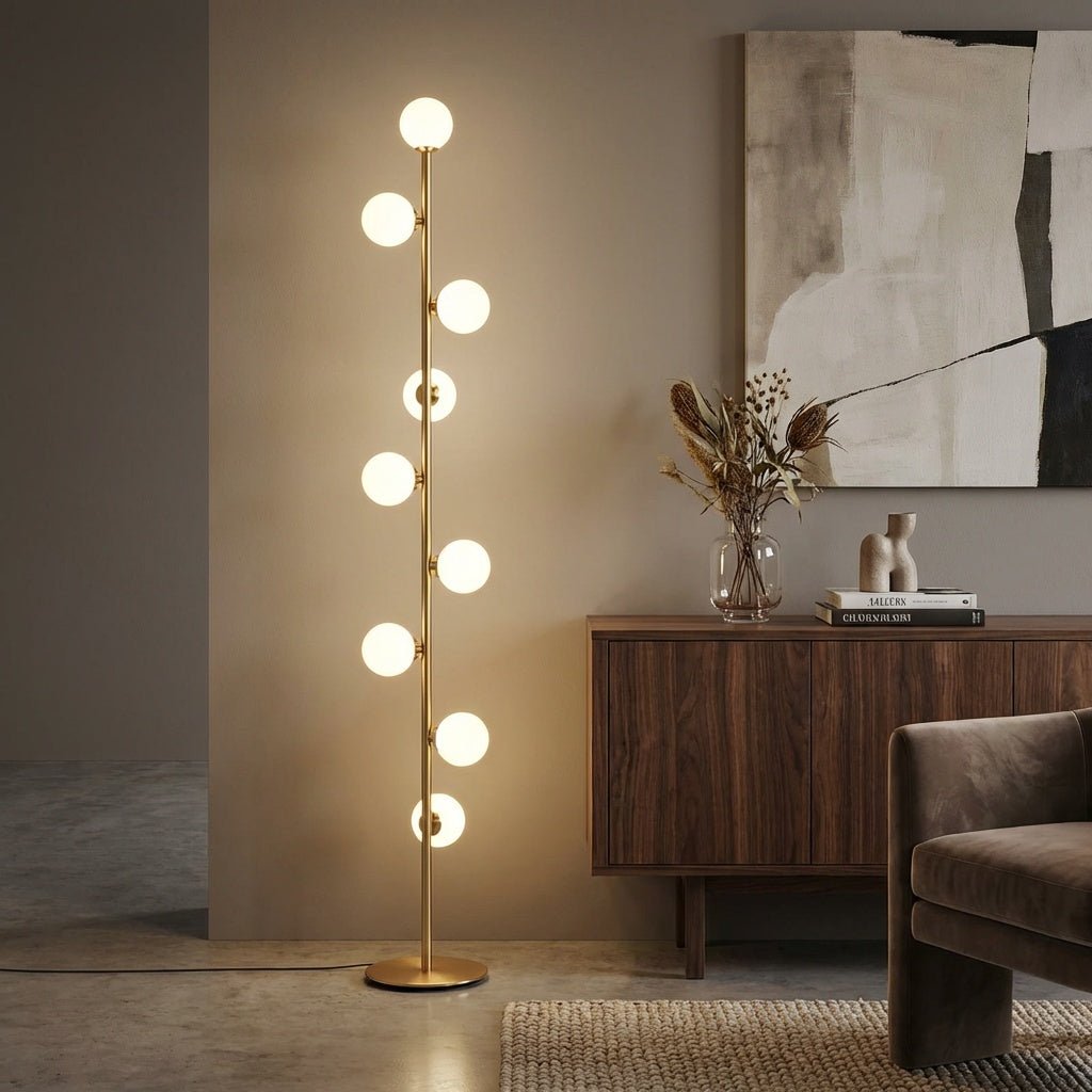 Arbor skleněná koule stojací lampa minimalistická LED více koulí