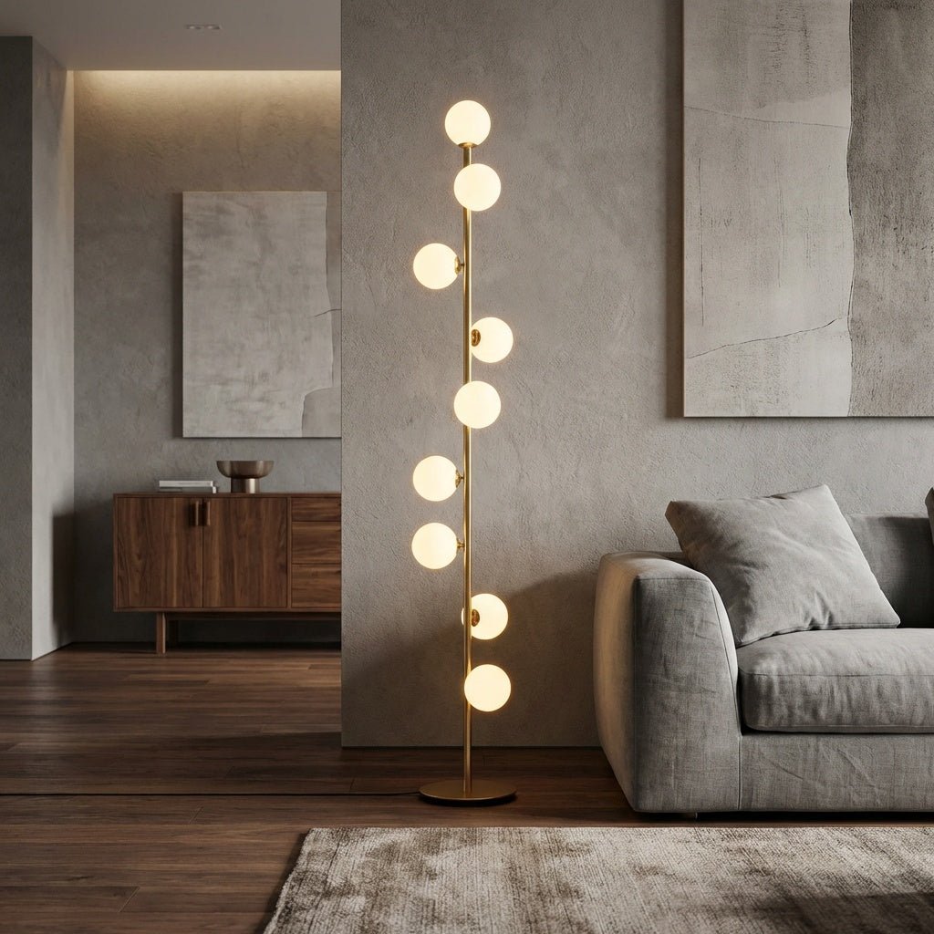 Arbor skleněná koule stojací lampa minimalistická LED více koulí