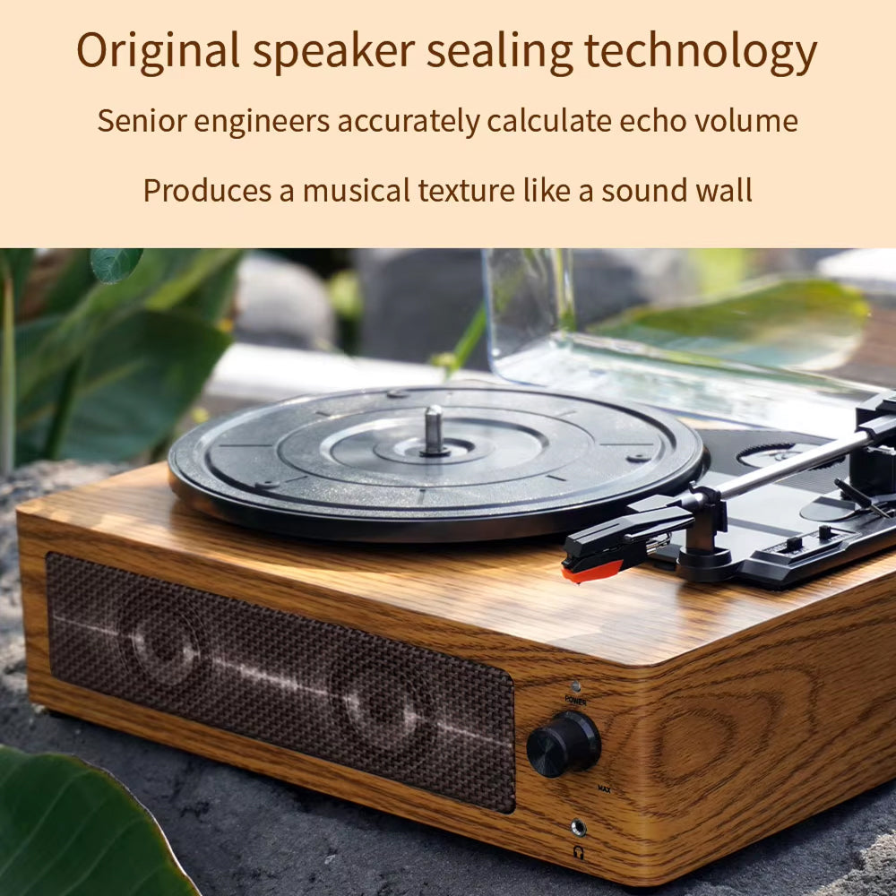 Tocadiscos de vinilo con Bluetooth y altavoces integrados, parada automática