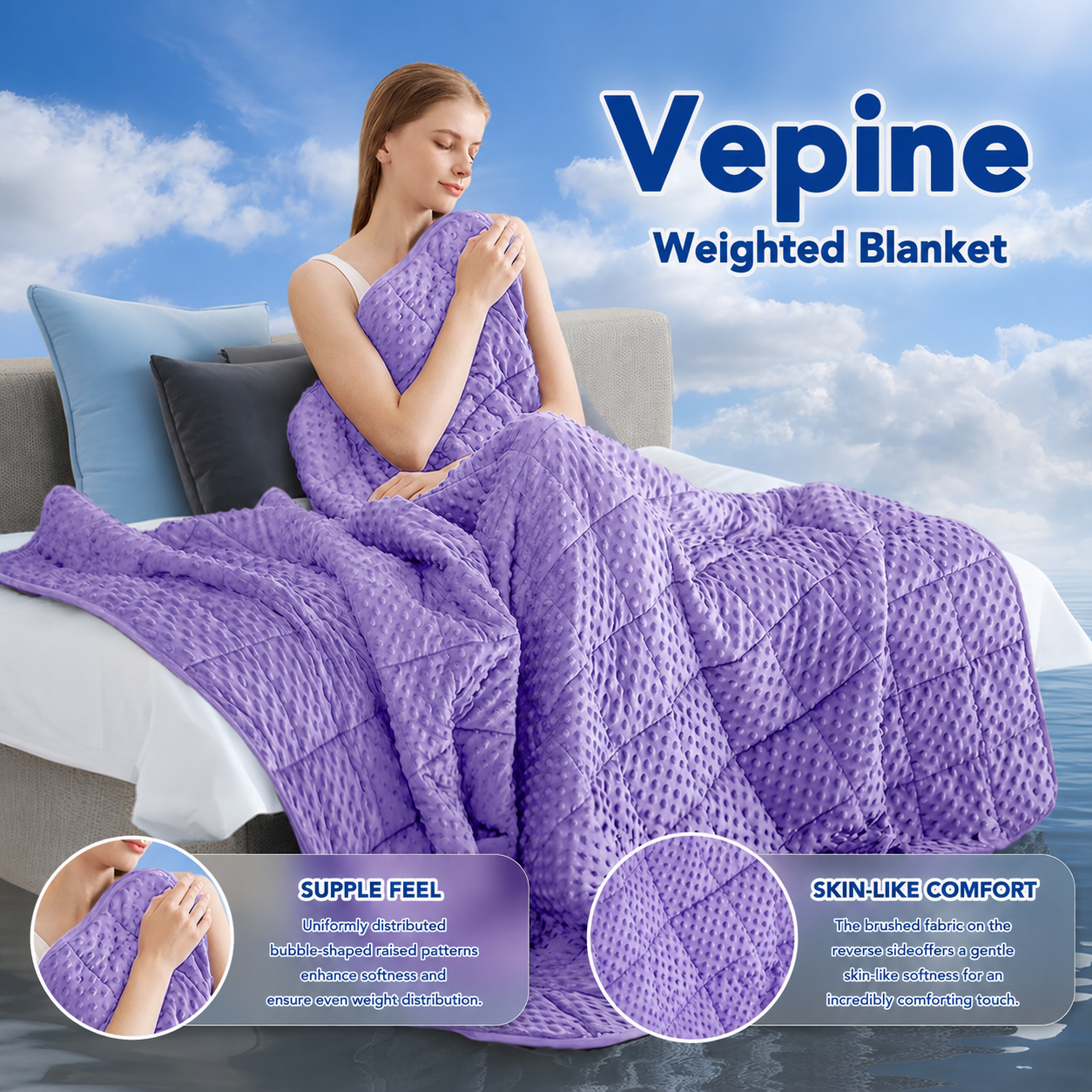 Manta con peso Cozy Comfort de puntos con microfibra refrescante para suavidad en todas las estaciones
