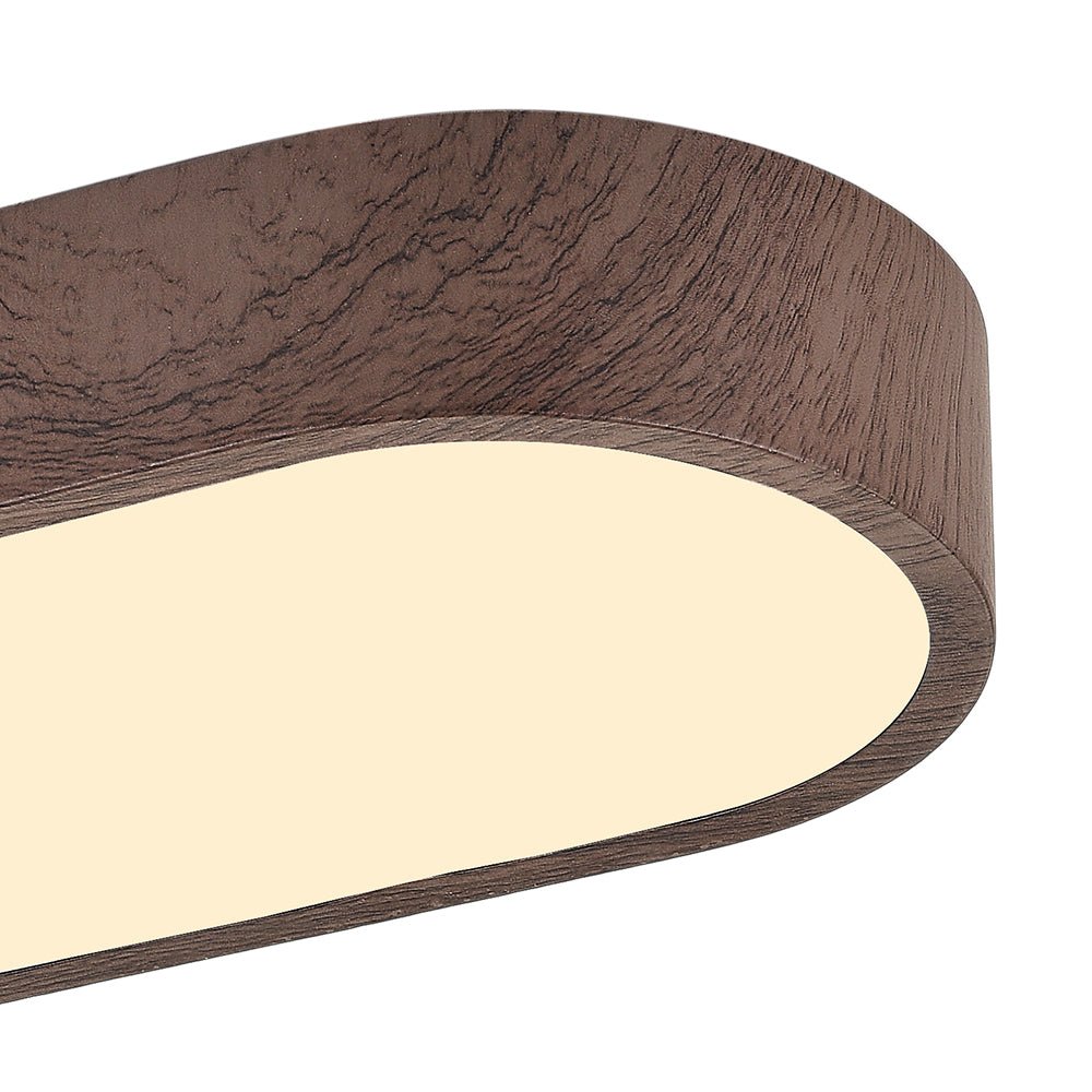 Nordic Glow LED Ceiling Flush Mount Oval with Wood Accent